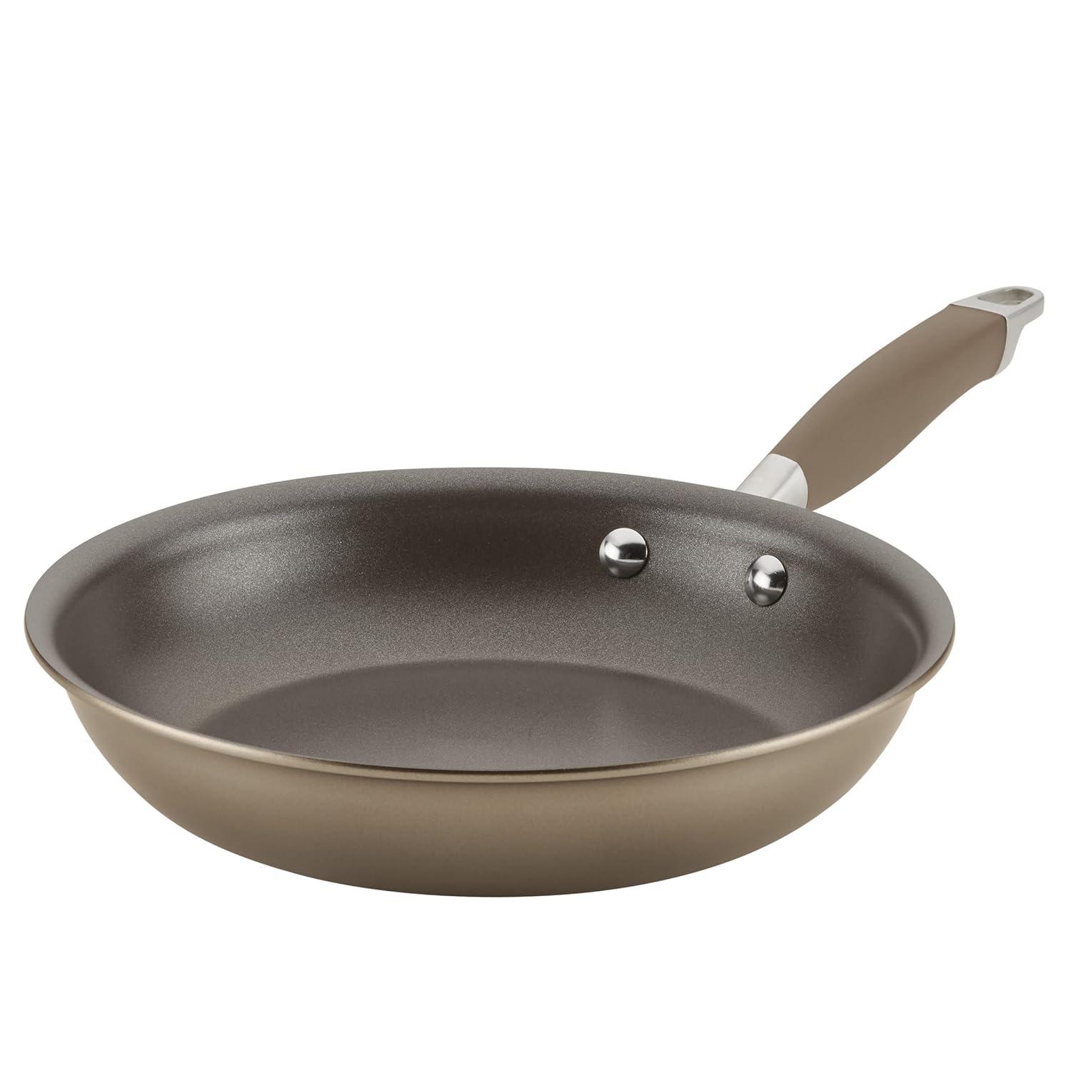 Anolon Advanced Home 12" Hard-Anodized Nonstick Deep Frying Pan with Lid, Bronze