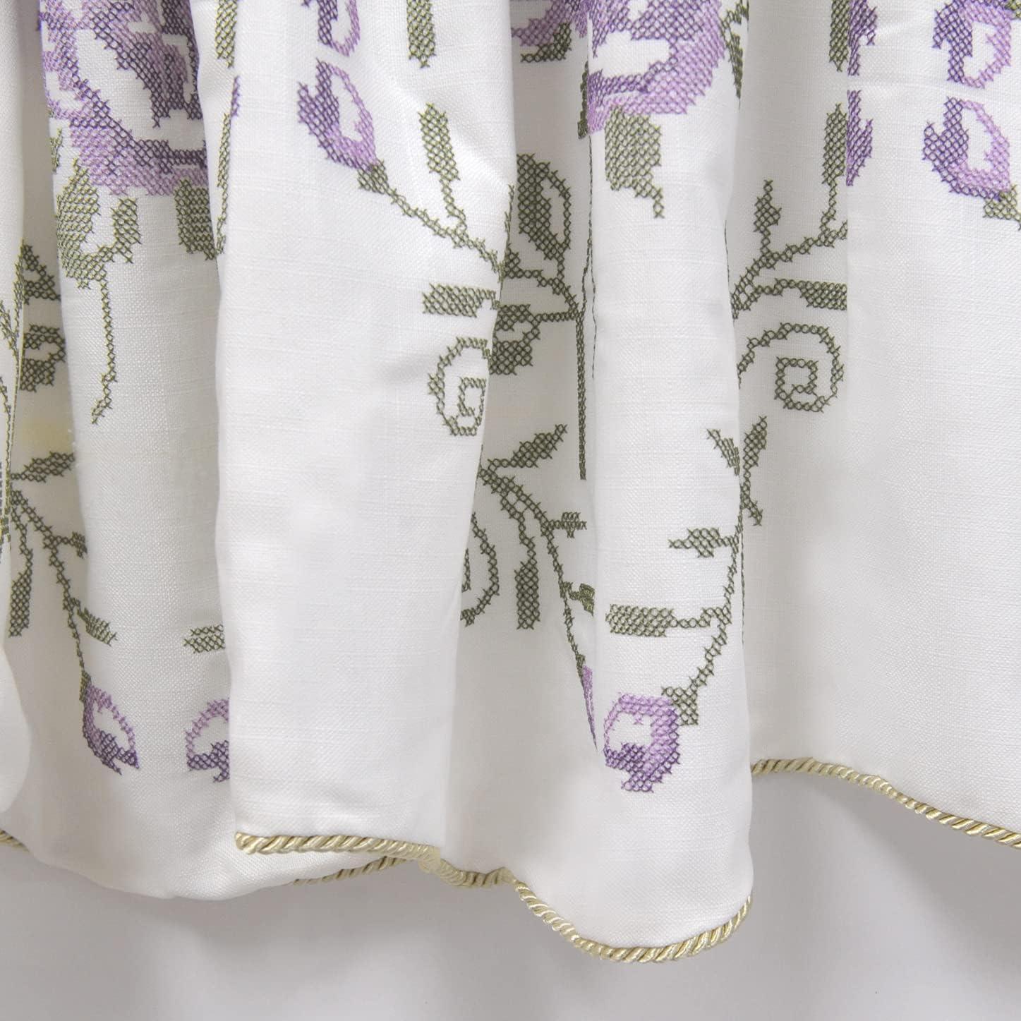 Floral Embroidery Scalloped 60.00'' Window Valance