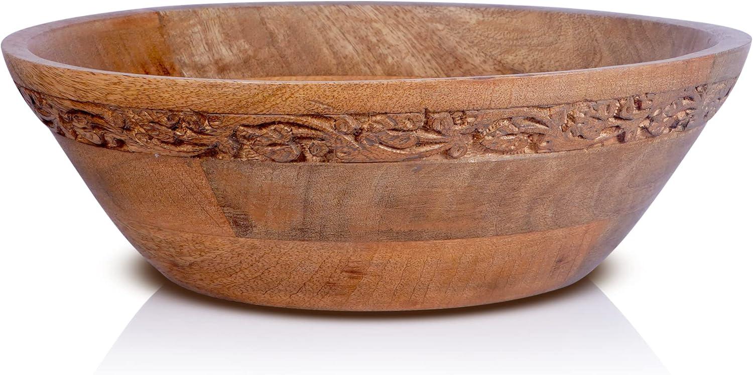 Medium Burnt Mango Wood Decorative Serving Bowl