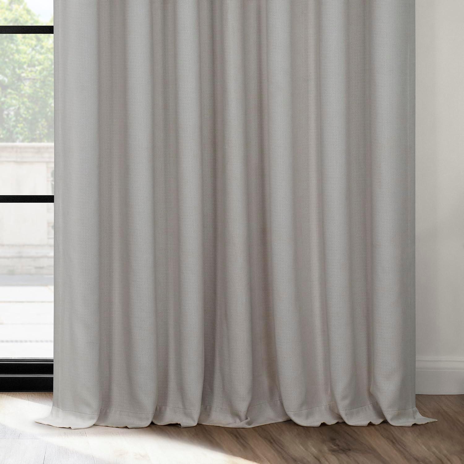 HPD Half Price Drapes Birch Extra Wide Faux Linen Room Darkening Curtains for Bedroom & Living Room Curtains (1 Panel), Door & Window Curtains 84 inches long, Rod Pocket curtains, 100W X 120L