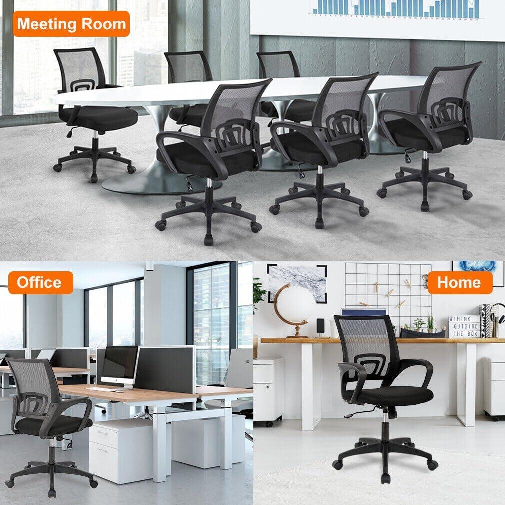 Black Mesh Ergonomic Executive Swivel Office Chair with Fixed Arms