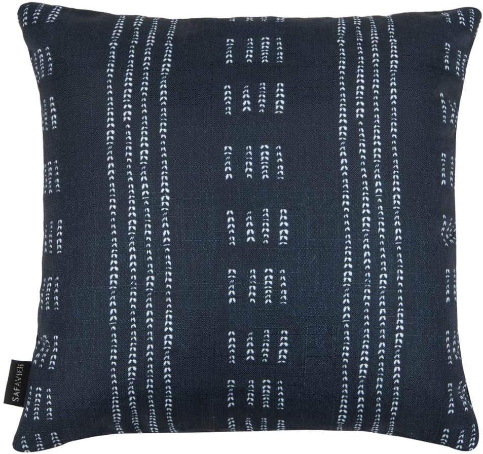 Madelyn 16" Navy and White Striped Decorative Pillow