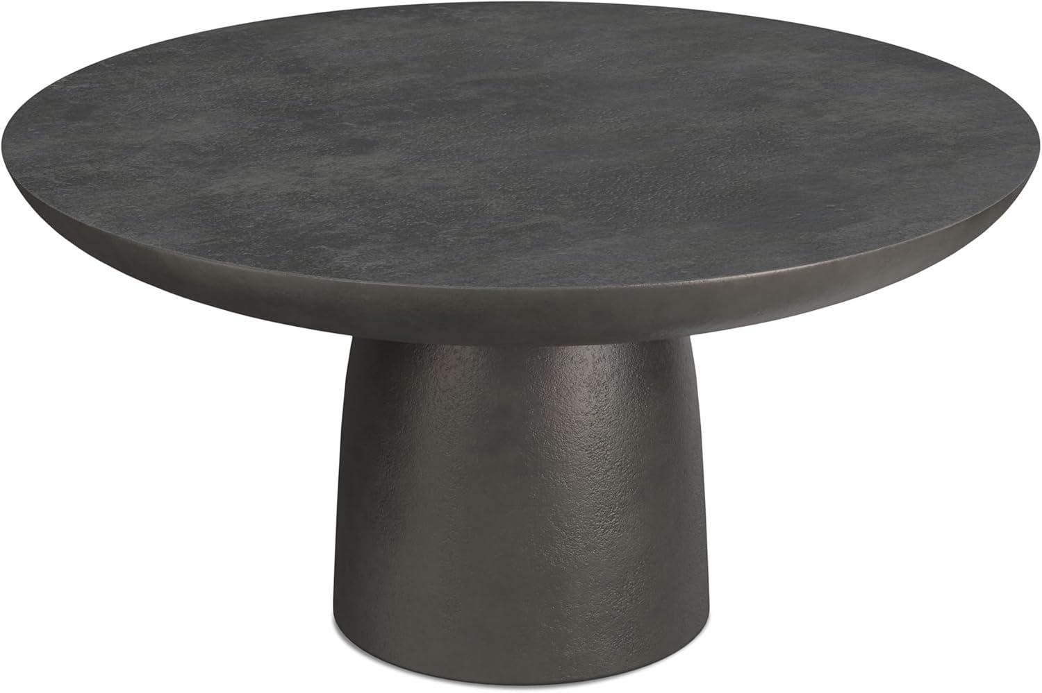 Simpli Home Alexa 30"W Cast Aluminum Mid-Century Modern Round Coffee Table with Pedestal Base, Fully Assembled