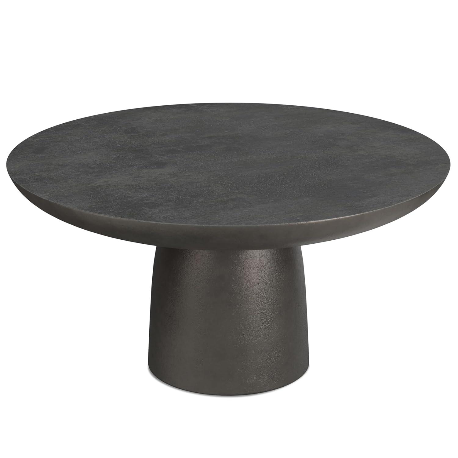 Simpli Home Alexa 30"W Cast Aluminum Mid-Century Modern Round Coffee Table with Pedestal Base, Fully Assembled