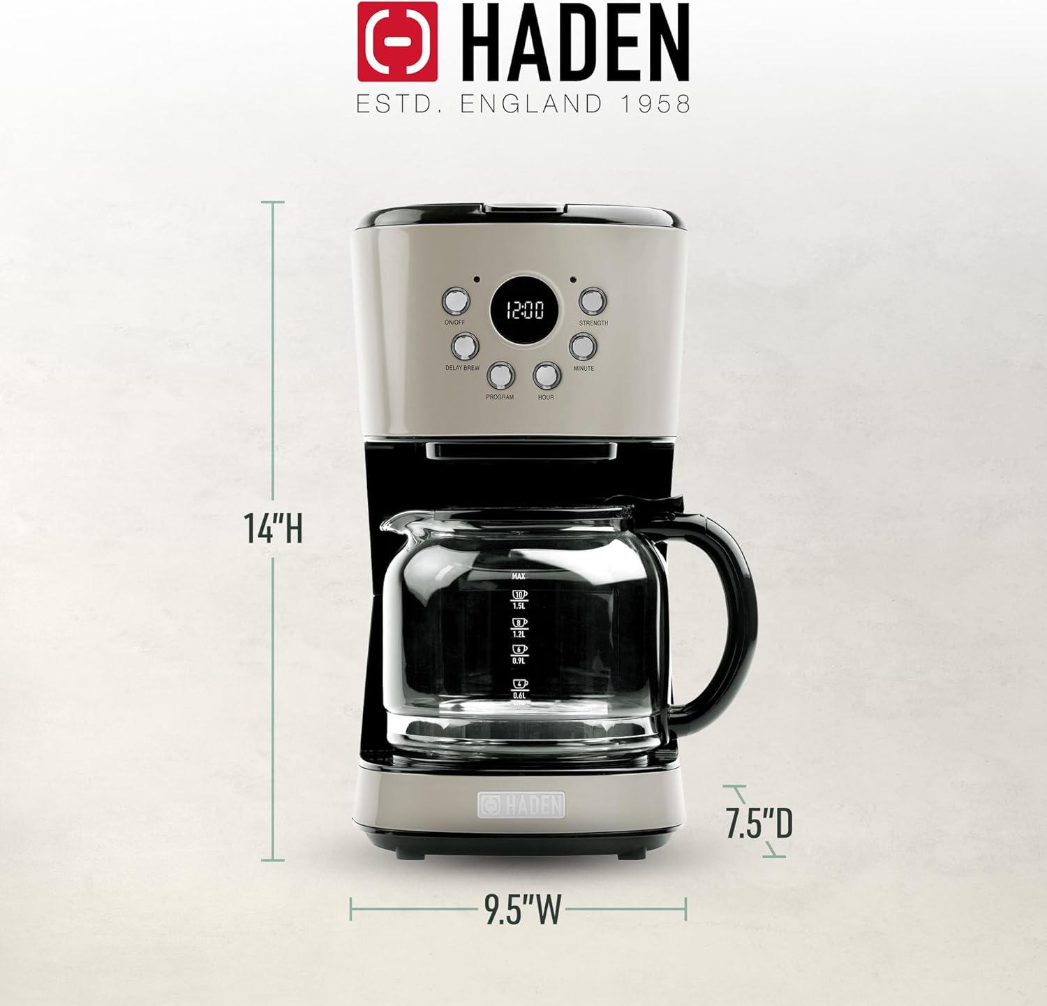 HADEN Putty Beige Programmable Drip Coffee Maker