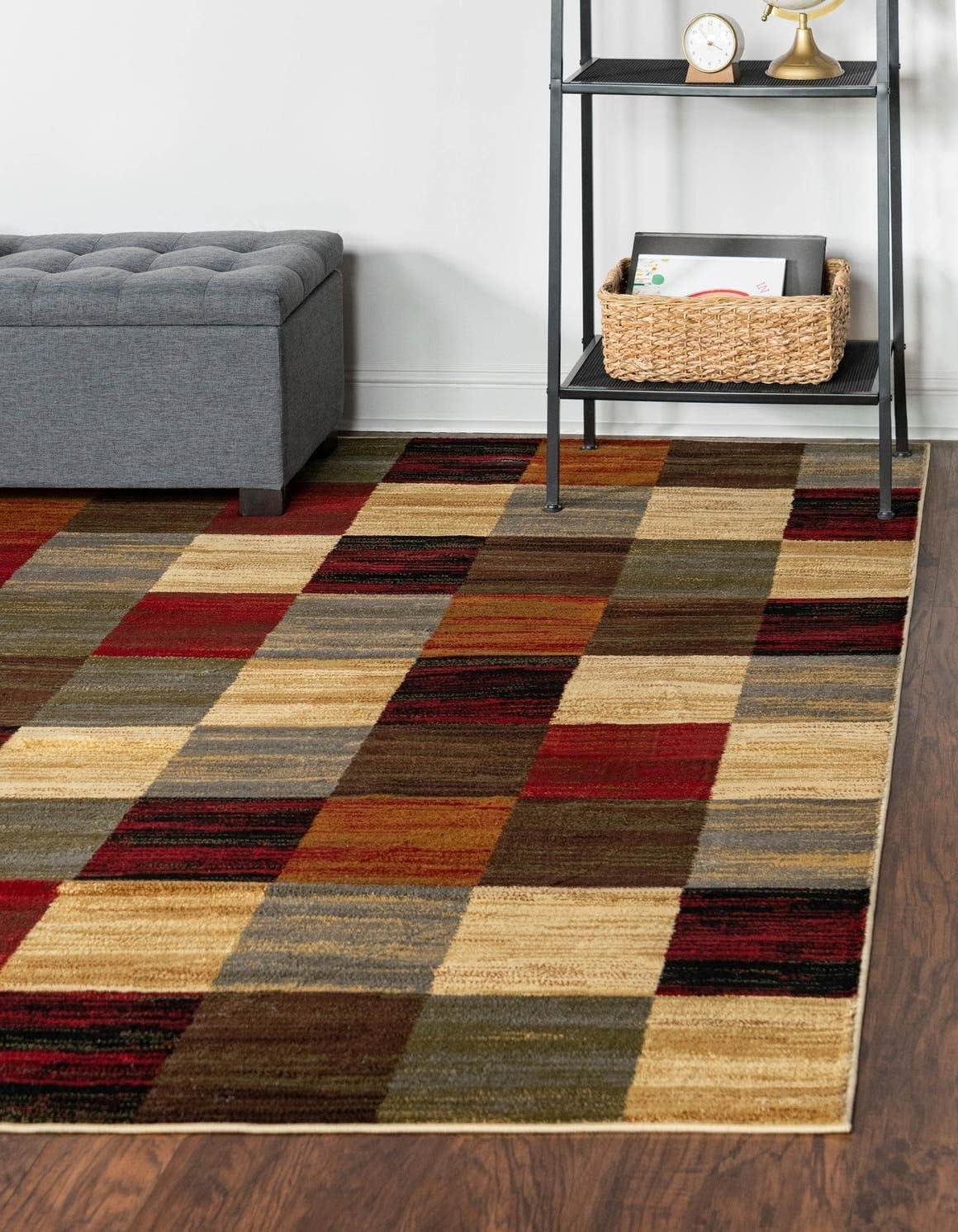 Unique Loom Barista Collection Area Rug - Gava (7' 1" Square Multi/Brown)
