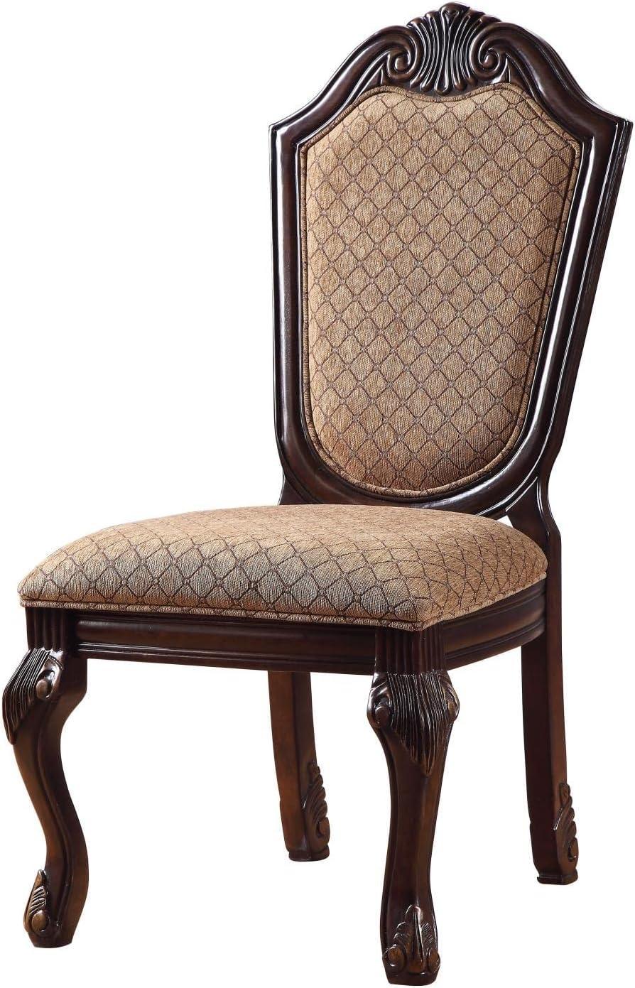 Acme Chateau De Ville Side Chair (Set-2), Fabric & Espresso Finish