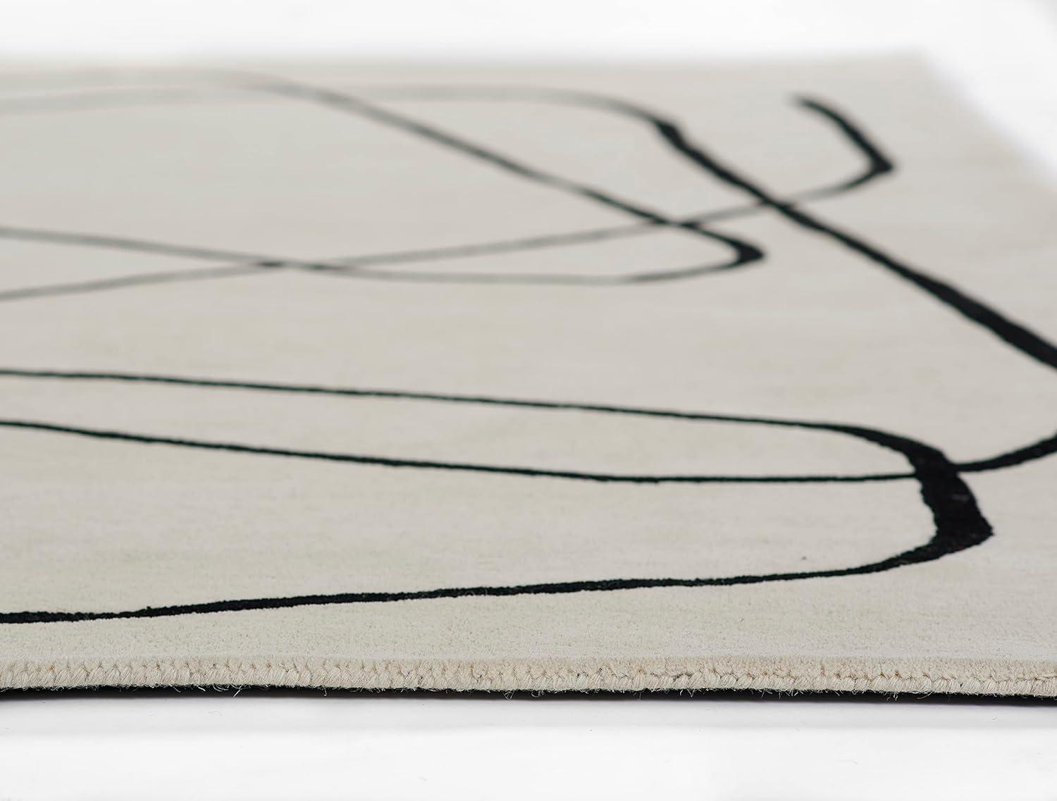 Shayla Whistler Abstract Hand-Tufted Wool Rug - White/Black, 5' x 8'