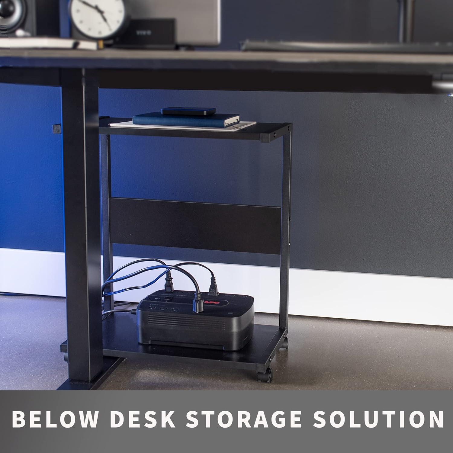 VIVO Black Mobile PC Cart with Storage, Computer Tower Floor Stand