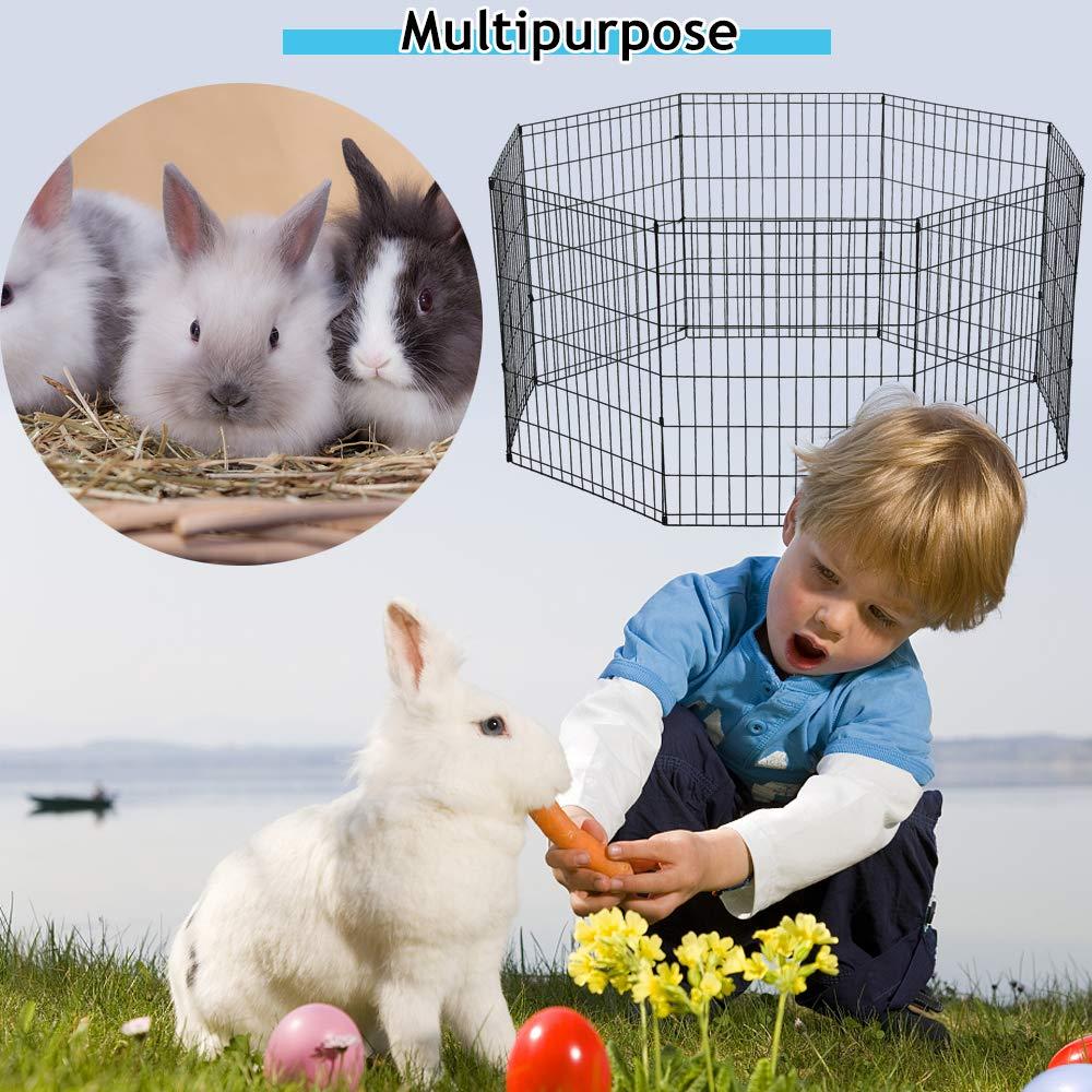 Dkeli Dog Fence Outdoor Dog Playpens for Small Dogs, Portable, Foldable,24 inch