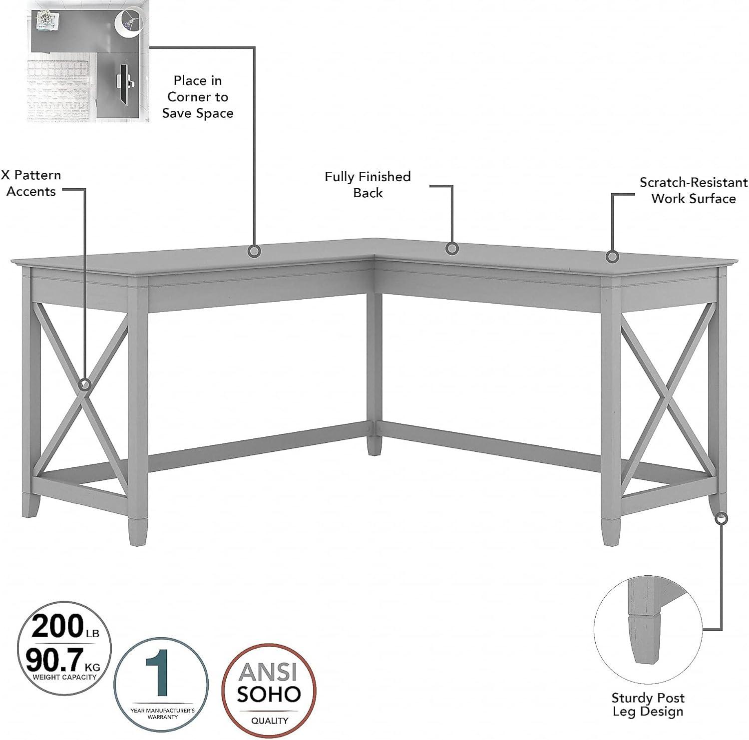 Key West Escritorio L con Archivador Móvil en Pino Regenerado - Madera Contrachapada