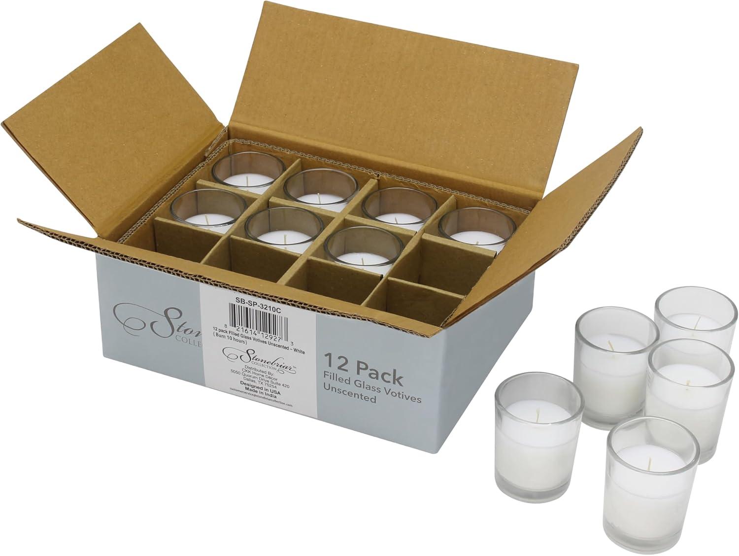 The Party Aisle™ Stonebriar Unscented Votive Candle with Glass Holder (Set of 48)