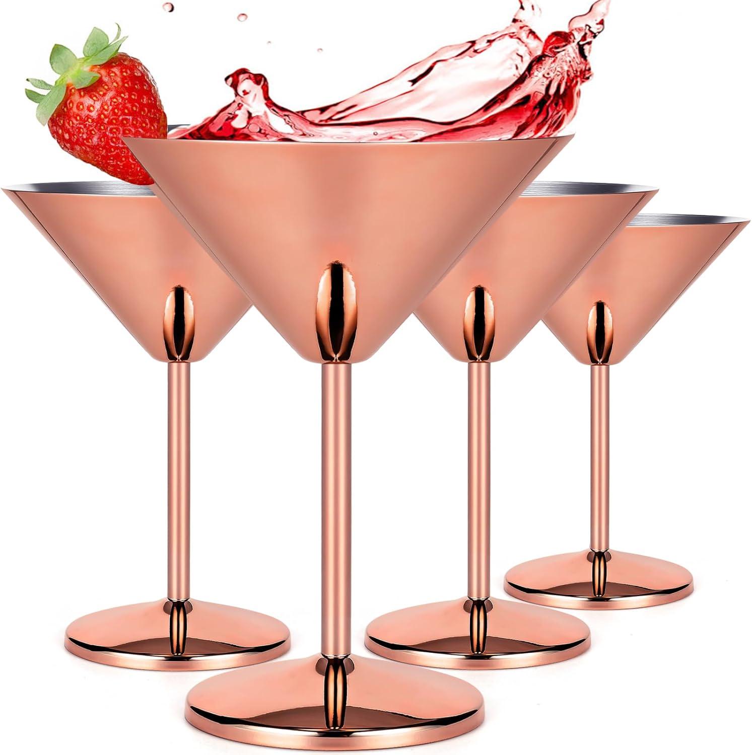 Ruot 8oz. Stainless Steel Martini Glass Set (Set of 4)