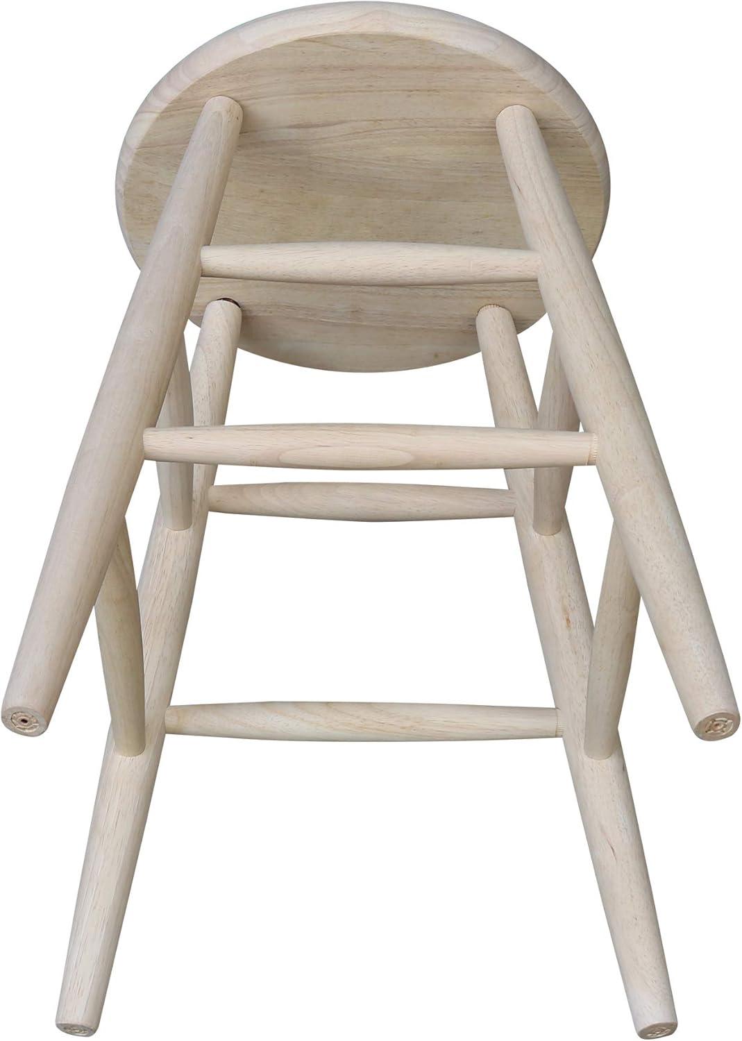 24" Scooped Seat Counter Height Barstool Unfinished - International Concepts: Solid Wood, Round, Backless