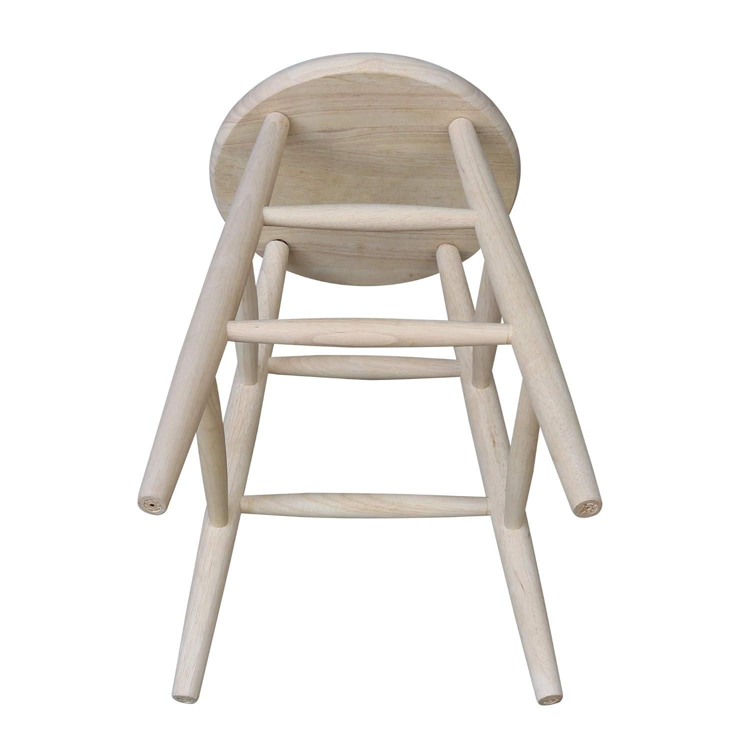 24" Scooped Seat Counter Height Barstool Unfinished - International Concepts: Solid Wood, Round, Backless