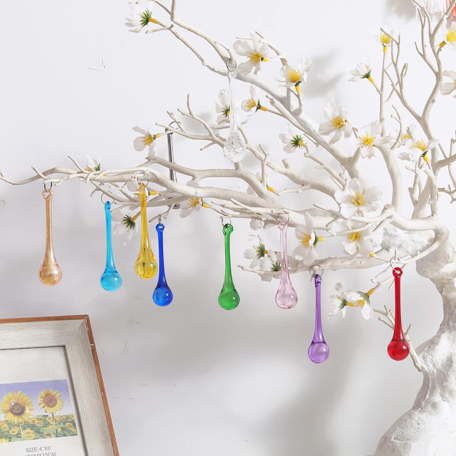 LONGWIN 20pcs Crystal Teardrop Chandelier Pendant Parts Wedding Party Christmas Tree Decorations Ornaments