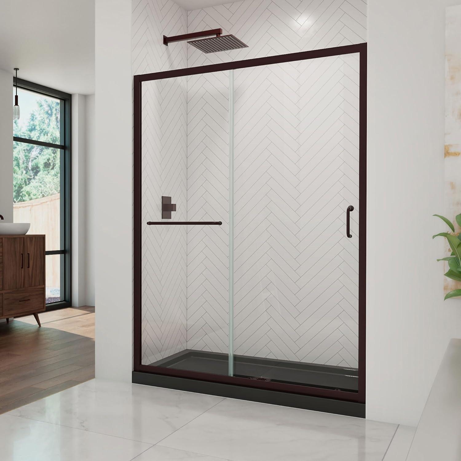 DreamLine Infinity-Z 32 in.D x 54 in.W x 74 3/4 in.H Clear Sliding Shower Door in Oil Rubbed Bronze