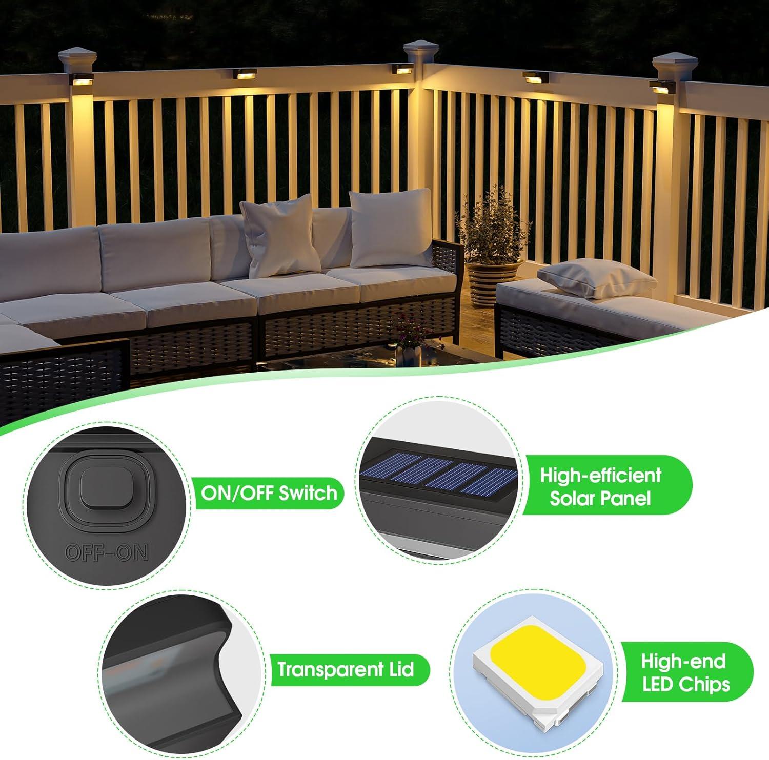 SOLPEX Solar Deck Lights Outdoor 16 Pack, Solar Step Lights Waterproof Led Solar lights for Outdoor Stairs, Step , Fence, Yard, Patio, and Pathway(Warm White) C42