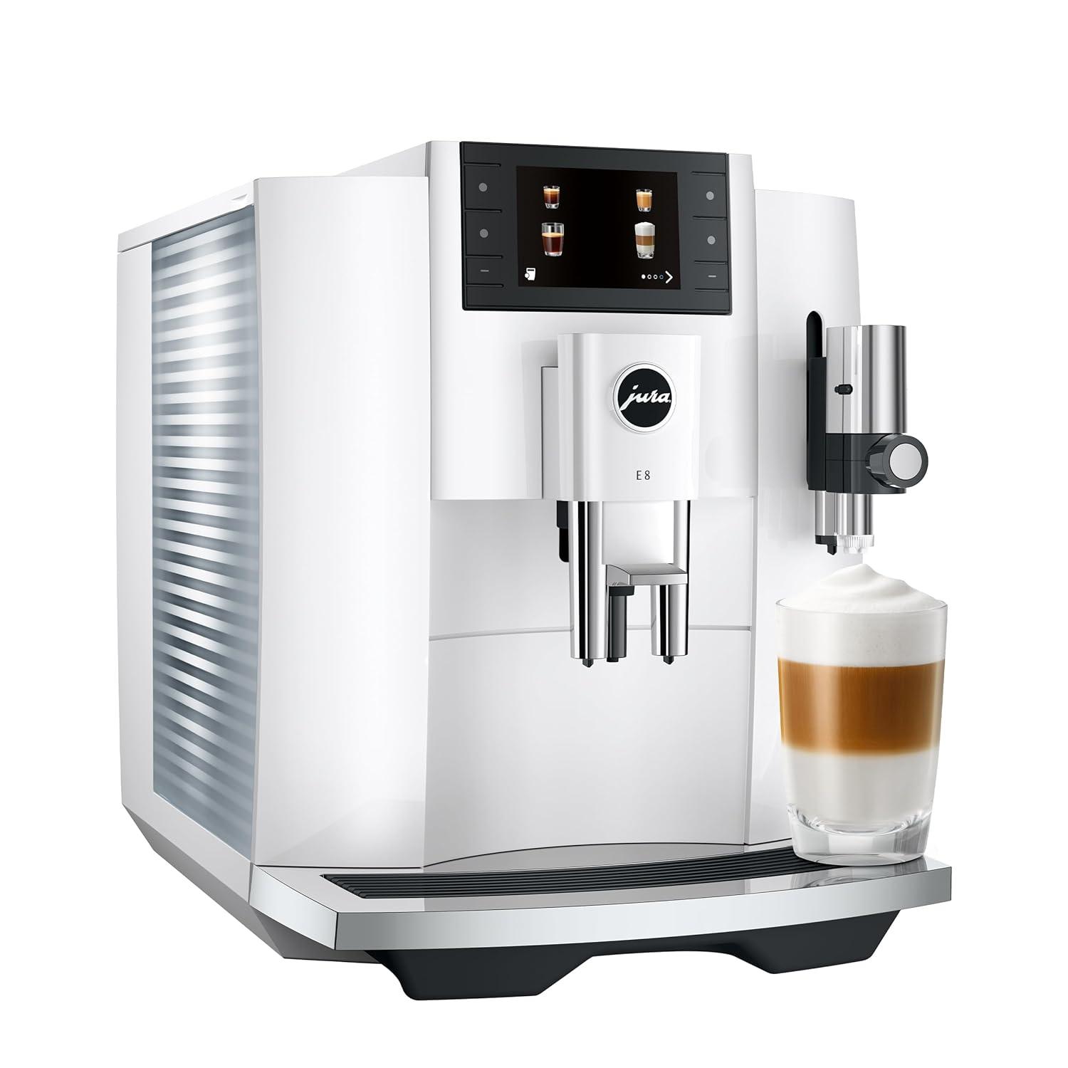 Jura E8 Automatic Espresso Machine | 17 Recipes | Piano White | 15683