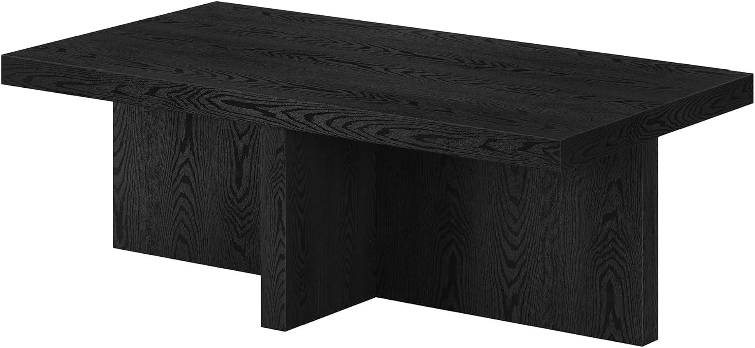 Evelyn and Zoe Elna Contemporary Wide Rectangular Wood Coffee Table, Black Grain