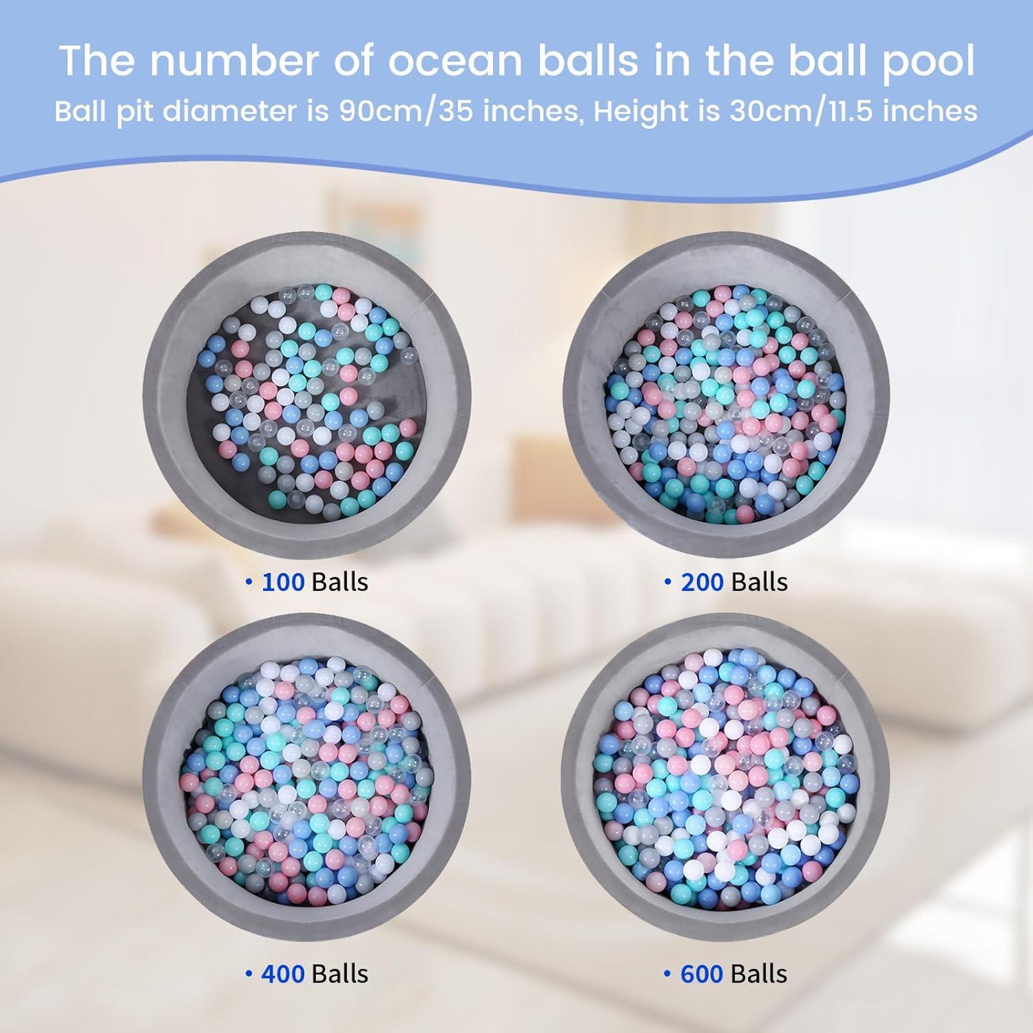 Anvazise 100Pcs Ball Pit Balls Thickened Eco-friendly Smooth Reusable Bite-resistant Hand-on Ability PE Material Macaron Color Pit Balls Kindergarten Toy