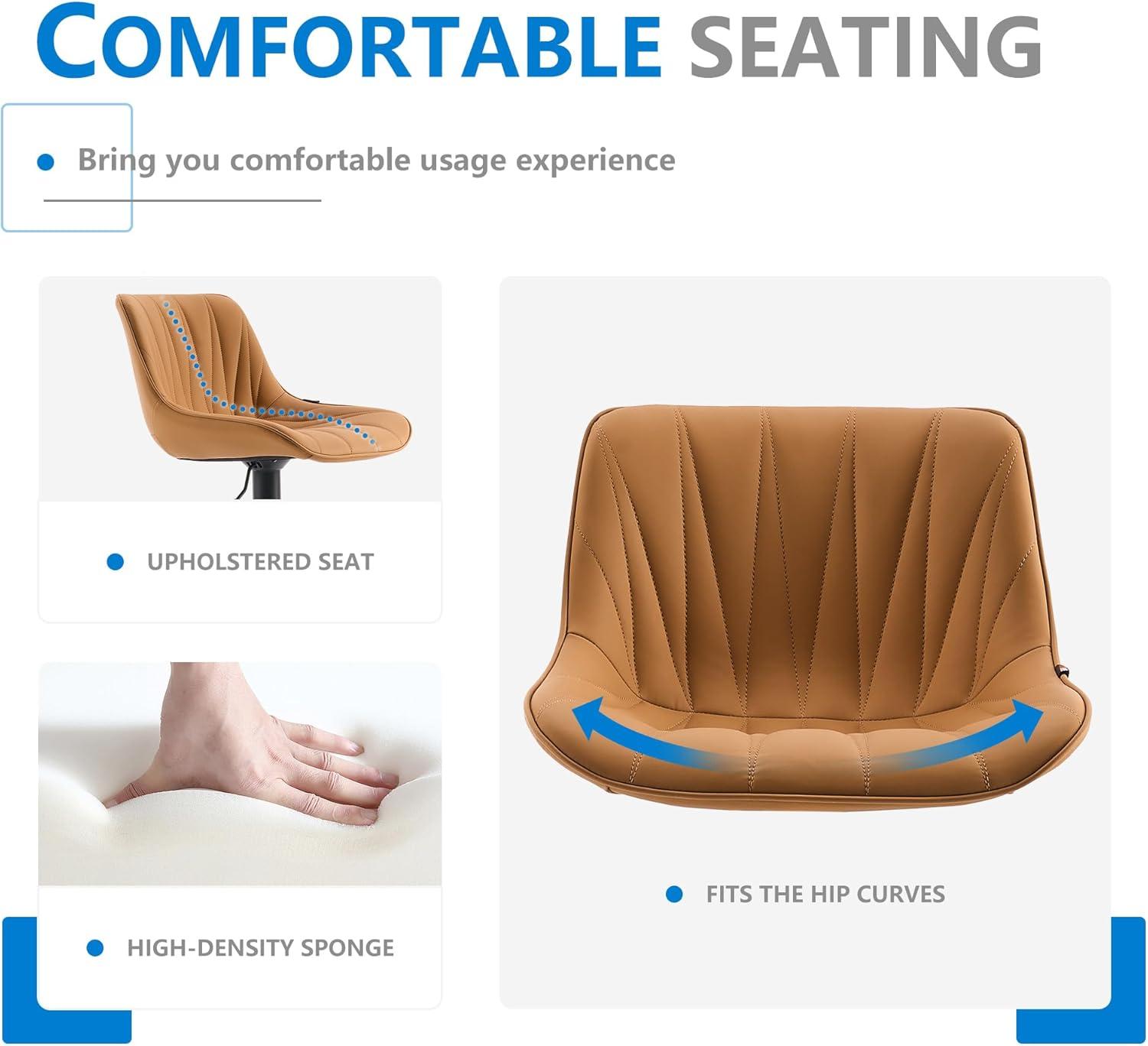 walsunny Swivel Upholstered Adjustable Height Counter Stool with Metal Frame (Set of 2)