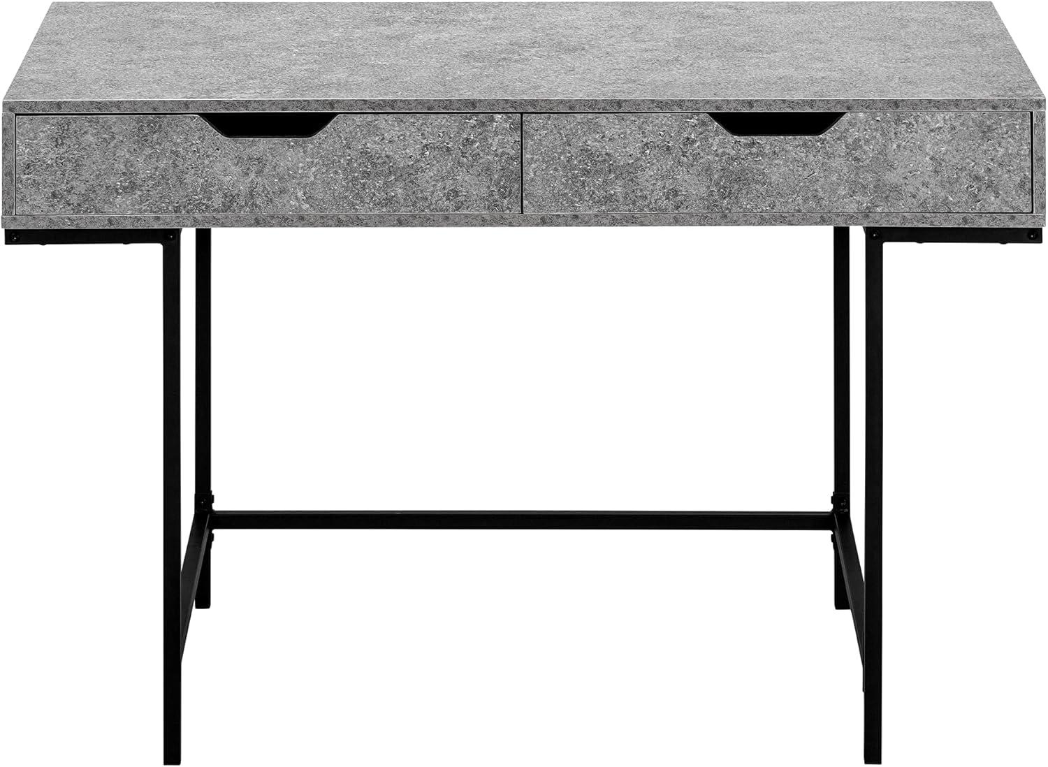 Monarch Specialties Computer Desk Home Office Laptop Storage Drawers 48InchL Work Metal Laminate Black Marble Look Contemporary Modern