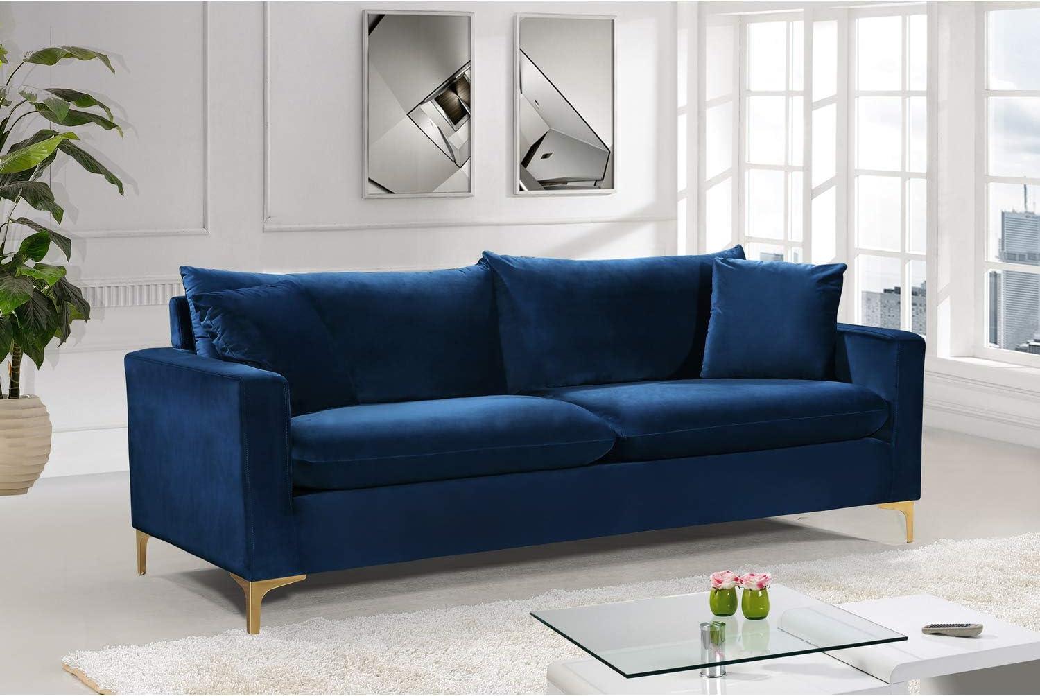 Meridian Furniture Naomi Contemporary Velvet Sofa in Black