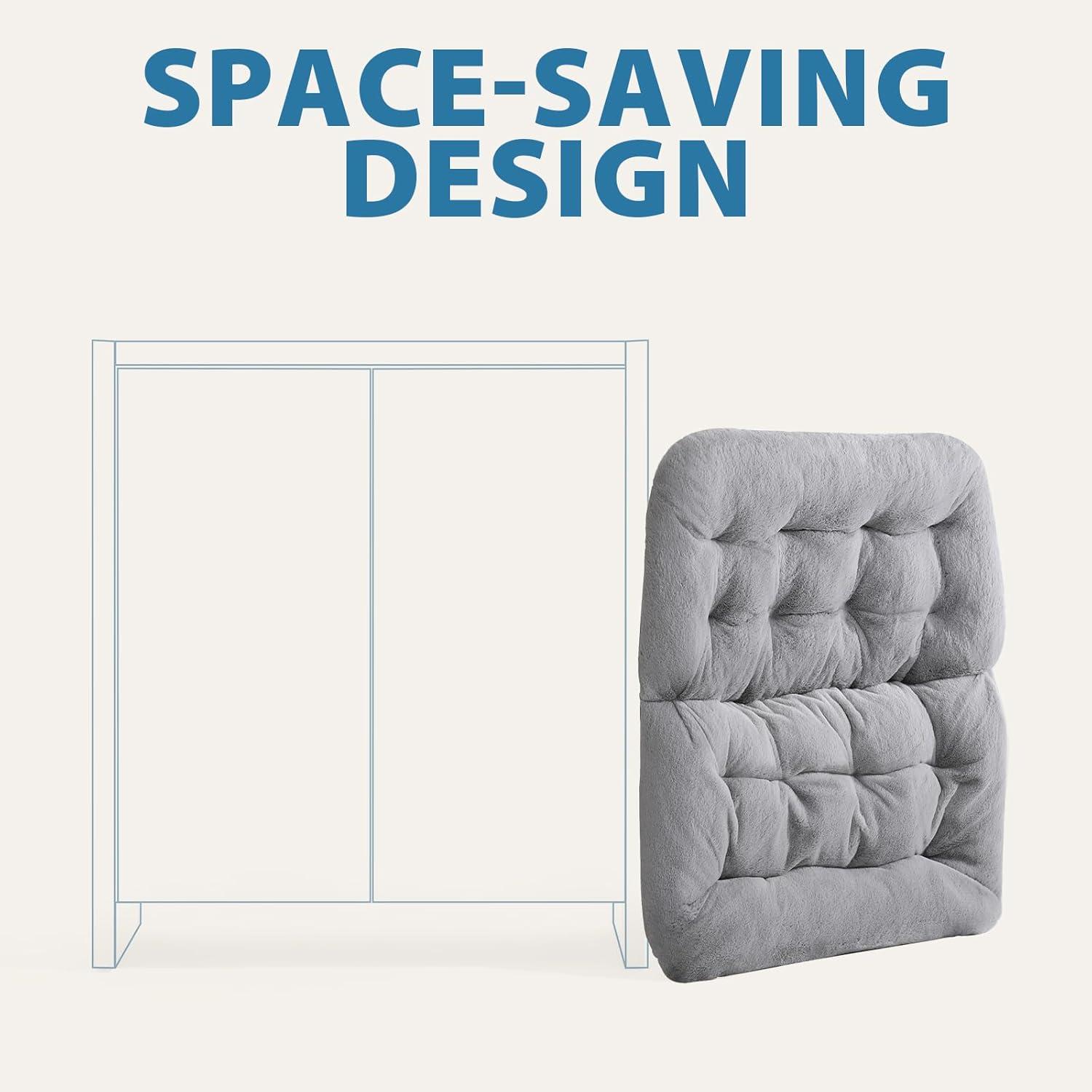 Oakham Comfy Chair for Adults, Soft Faux Fur Folding Lounge for Bedroom Living Room Dorm Rooms Flexible Reading Chair for Teens Kids, X-Large Foldable (Faux Fur-Grey)