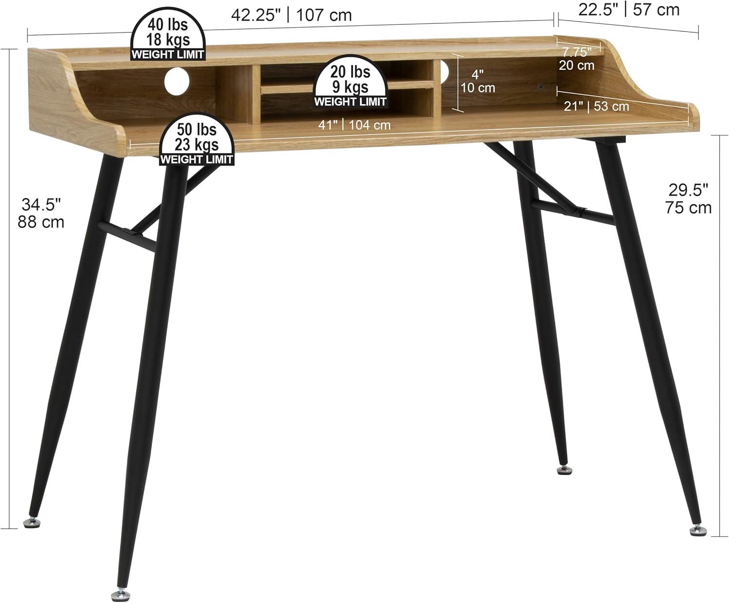 Calico Designs Woodford 45"Wood Writing Desk with Storage Hutch in Black/Ash
