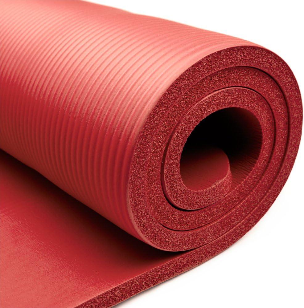 Crown Sporting Goods 15 mm Extra Thick Yoga Mat, Red
