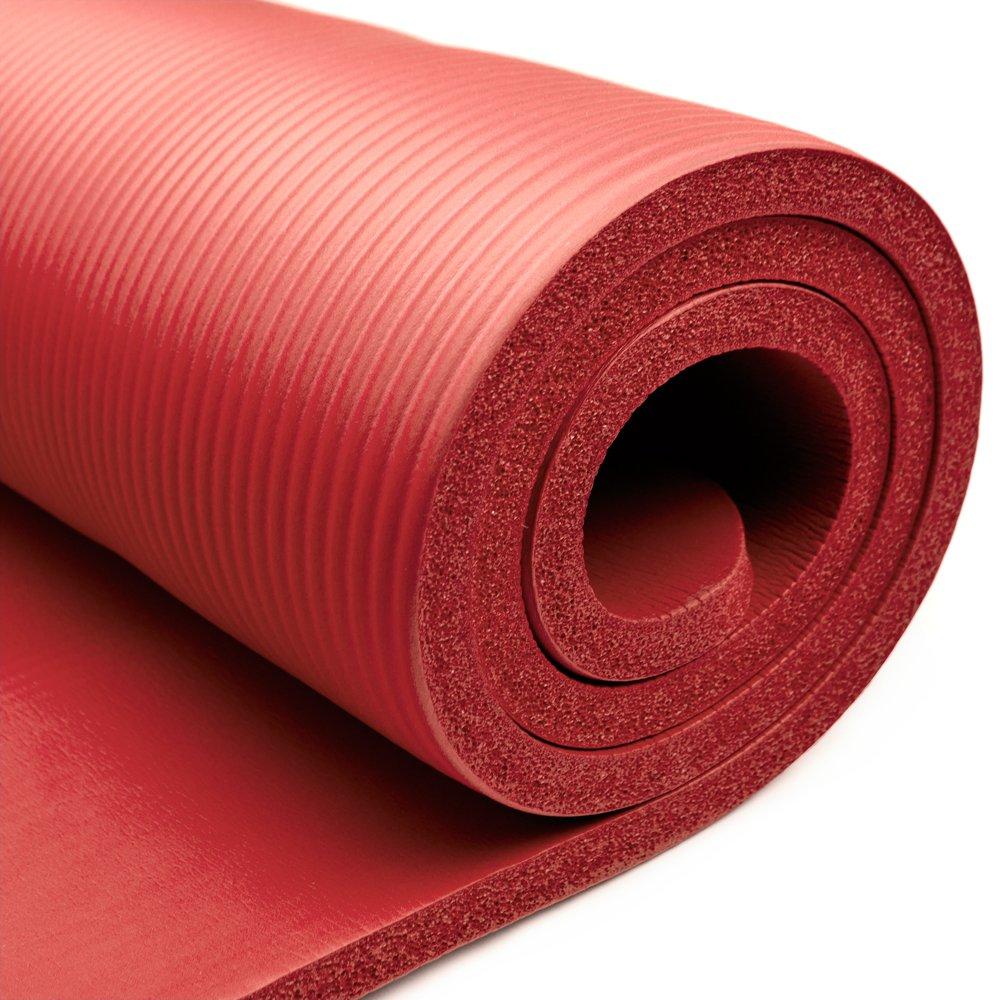 Crown Sporting Goods 15 mm Extra Thick Yoga Mat, Red