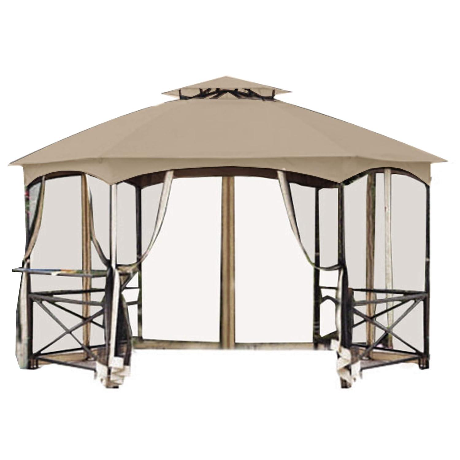 Garden Winds Replacement Canopy for The Crossman Hexagon Gazebo - Standard 350 - Beige - Will ONLY FIT Gazebo Model L-GZ076PST-1A-4