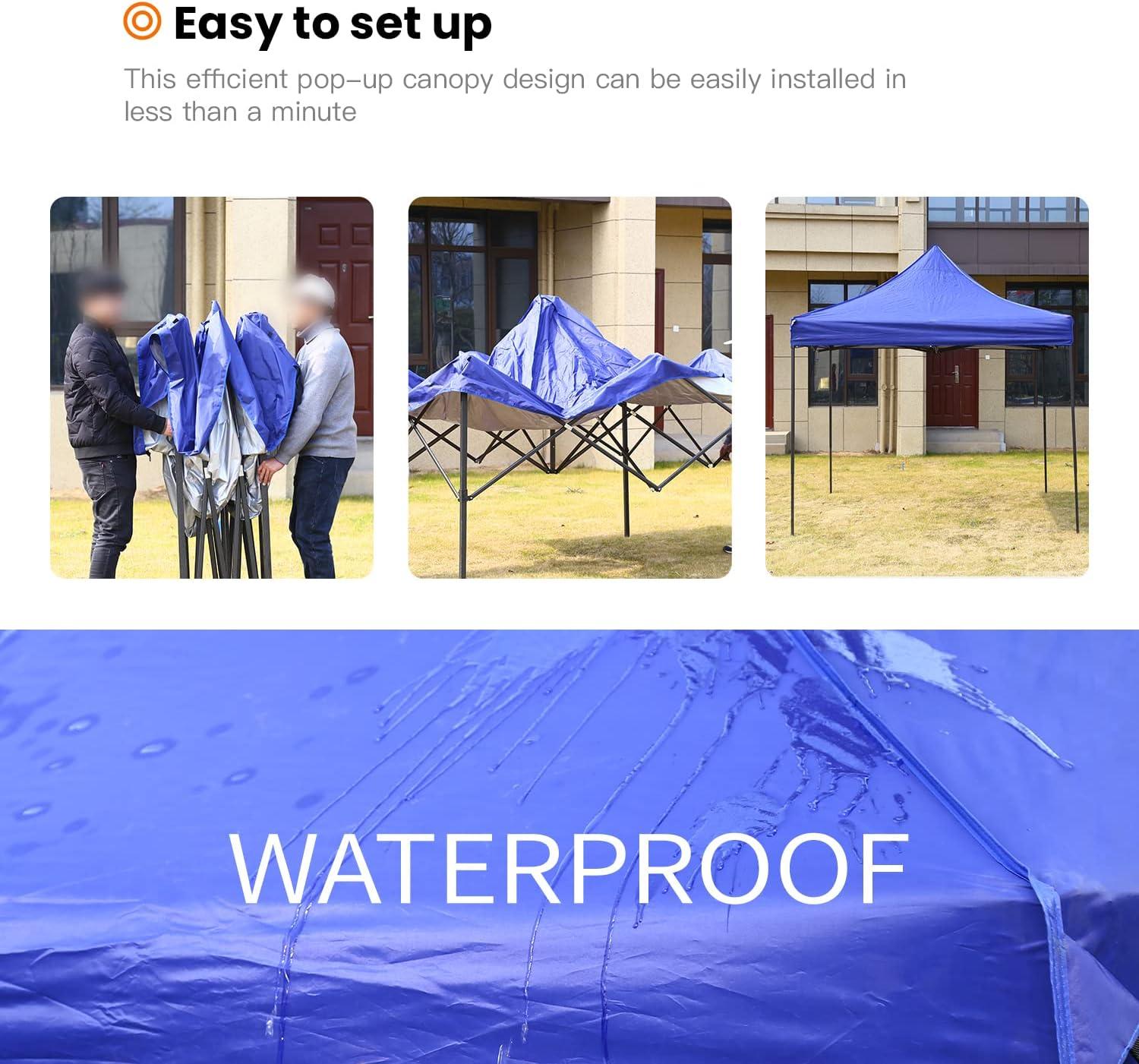 FDW Pop Up Canopy Tent 9.8x9.8, Anti-UV, Straight Leg and Easy up Sun Shelter for Parties, Camping with Portable Bag, 4 Sand Bags