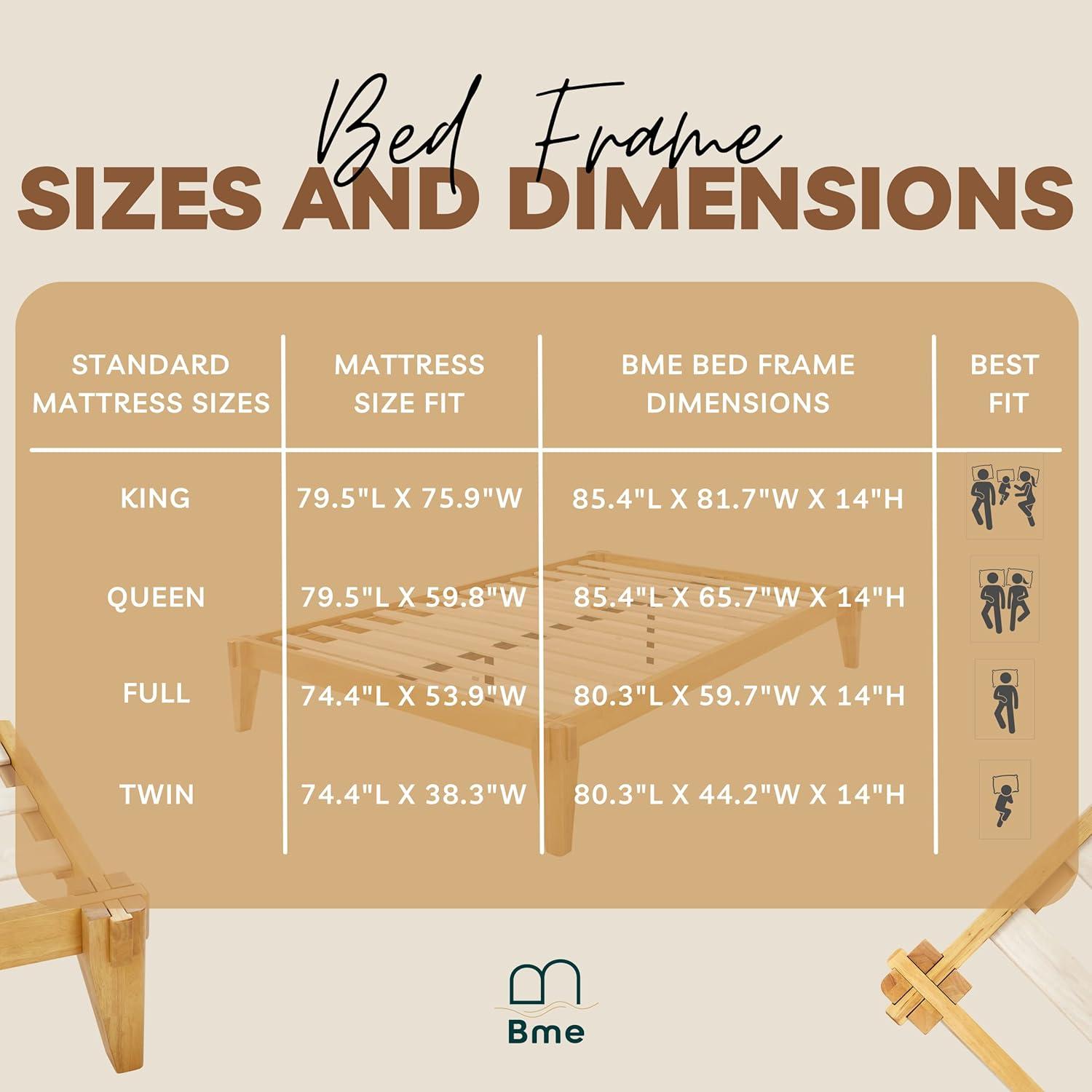 Natural Wood King Platform Bed Frame with Storage