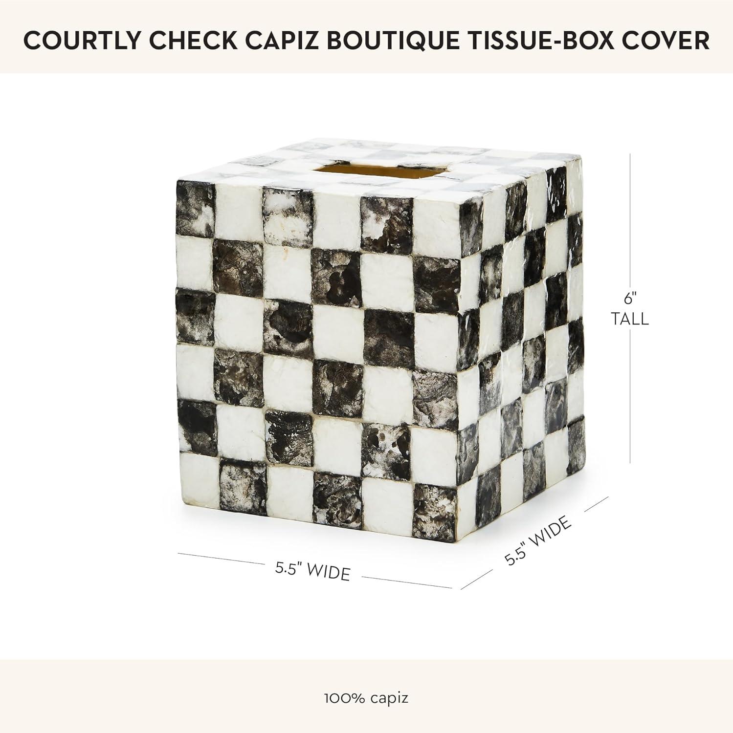 Black and White Capiz Square Tissue Box Cover