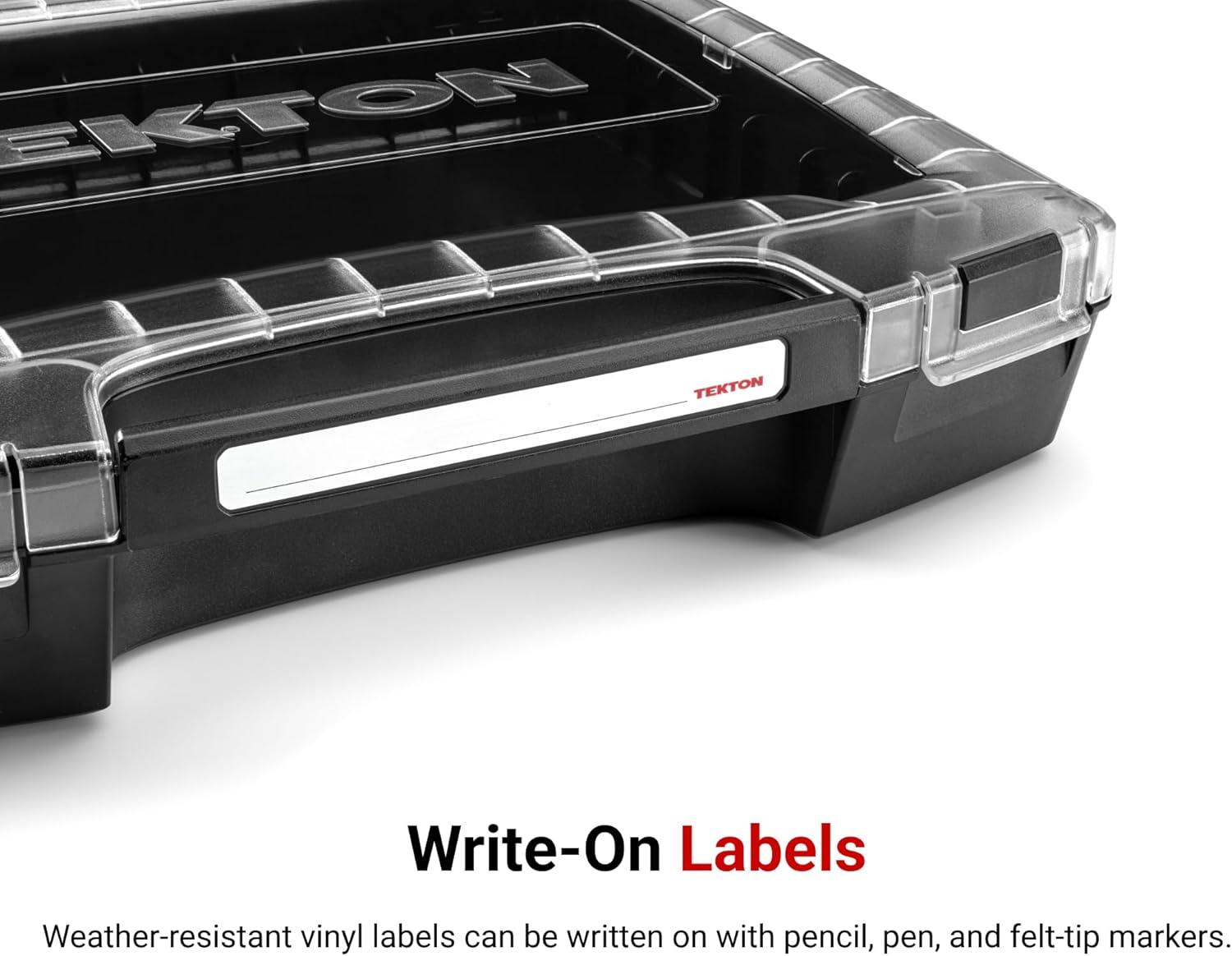Red and Black Plastic Stacking Tool Box with Clear Lid