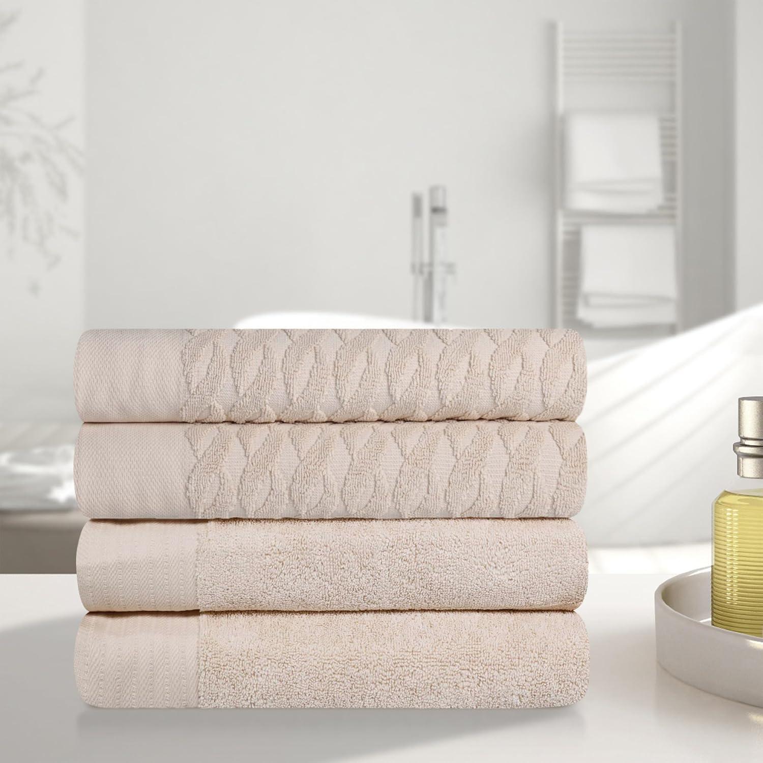 Ivory Turkish Cotton 4-Piece Bath Towel Set