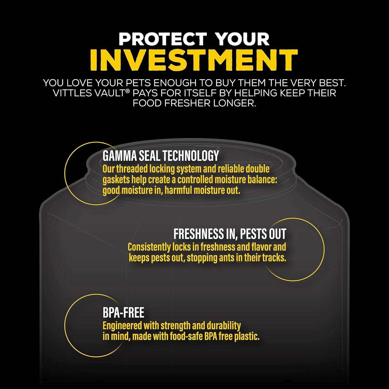 Gamma2 Vittles Vault Bird Seed Dry Pet Food Storage Container for Birds, Gray, Up To 35 Pound Capacity