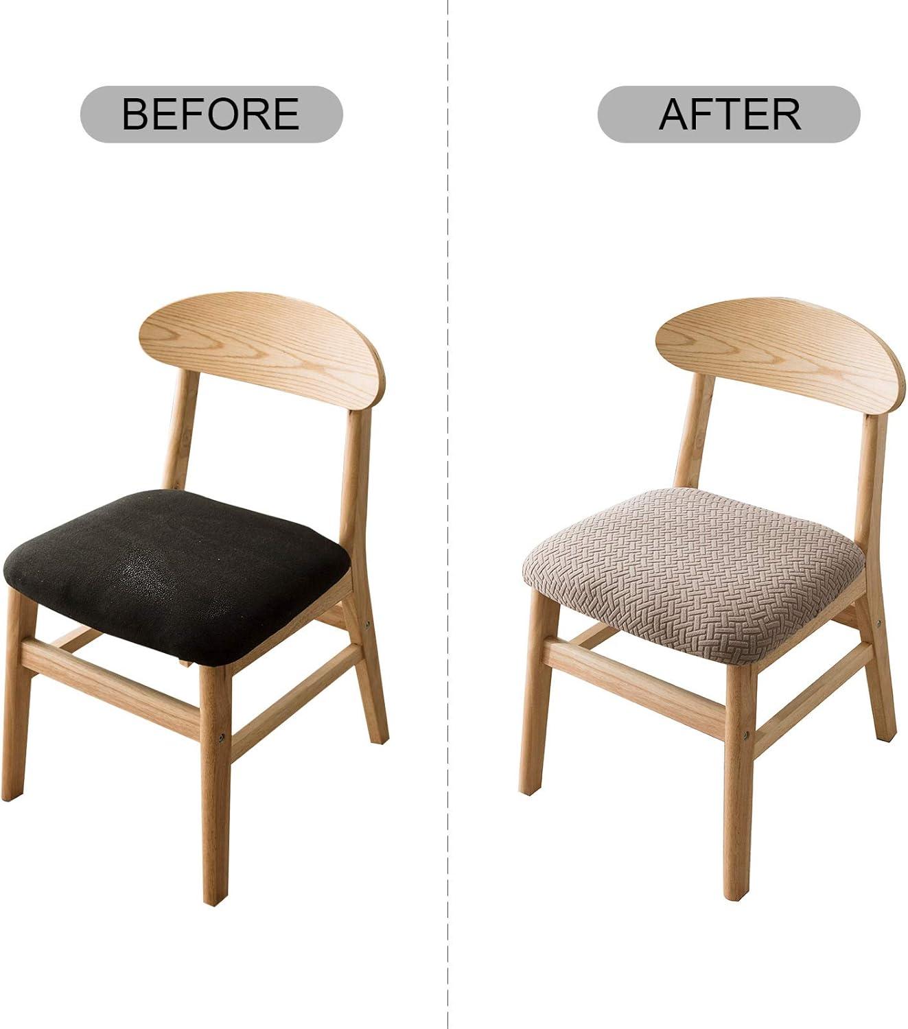 Genina Seat Covers for Dining Room Chair Seat Slipcovers Kitchen Chair Covers(Set of 4,Taupe)