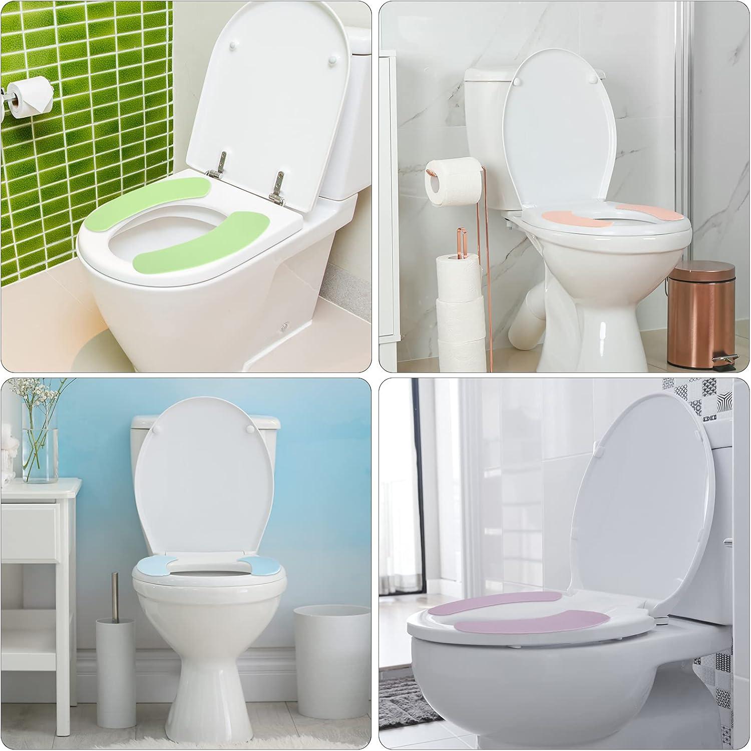 8 Pairs Bathroom Warmer Toilet Seat Cover Pads Washable and Reusable Toilet Seat Cushion Pad Warmer Cover Upgraded Cushion for Winter Bathroom, 4 Colors