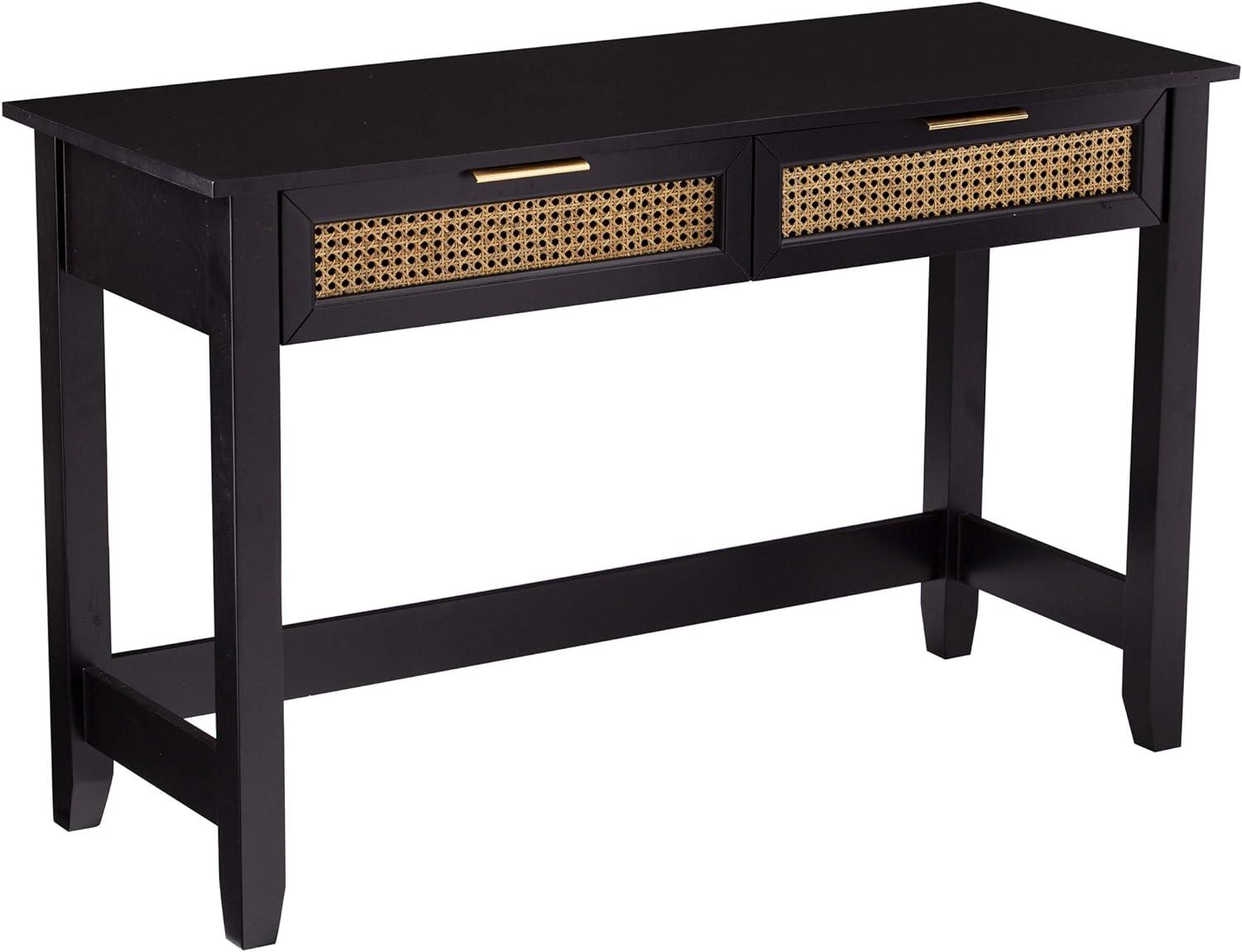 Chekshire 53" Black and Natural Wood Storage Console