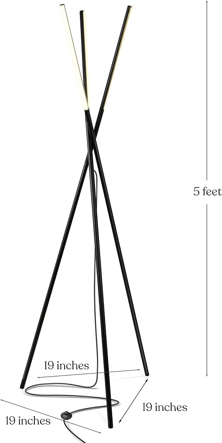 Brightech Stix Modern Home 60" Tall Standing LED Light Tripod Floor Lamp, Black