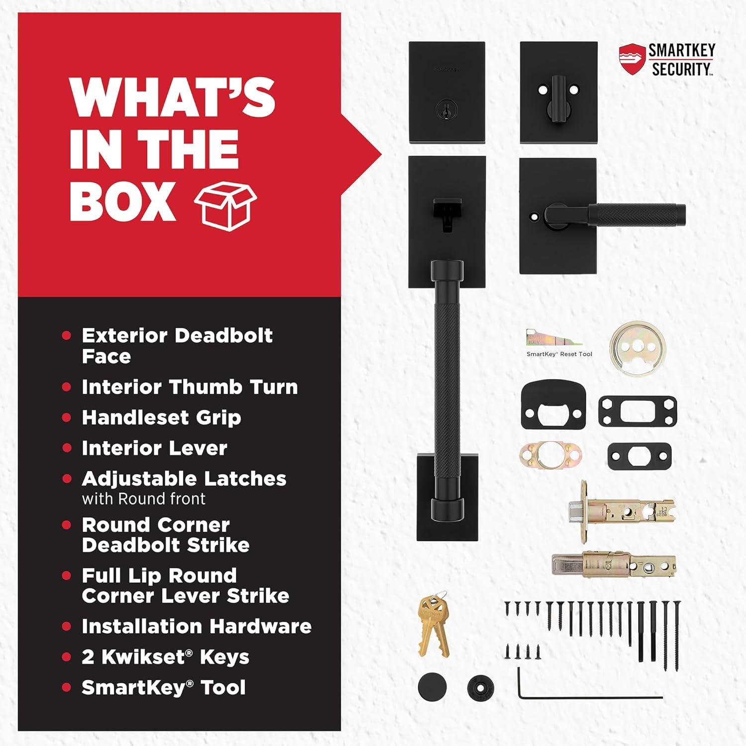 Prava Matte Black Single Cylinder Handleset w/ Prava Handle featuring SmartKey Security