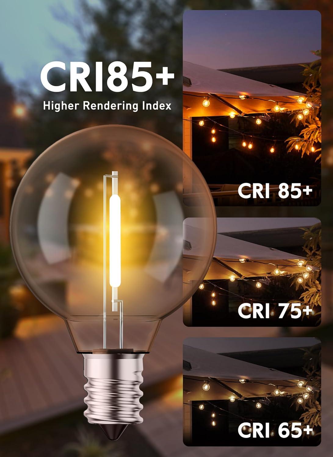 KY G40 Replacement LED Light Bulbs, 25 Pack Clear Globe Bulb fits E12 C7 Candelabra Screw Base Sockets, 1.5 Inch Dimmable Edison Light Bulbs for Indoor Outdoor Patio Decor, Warm White