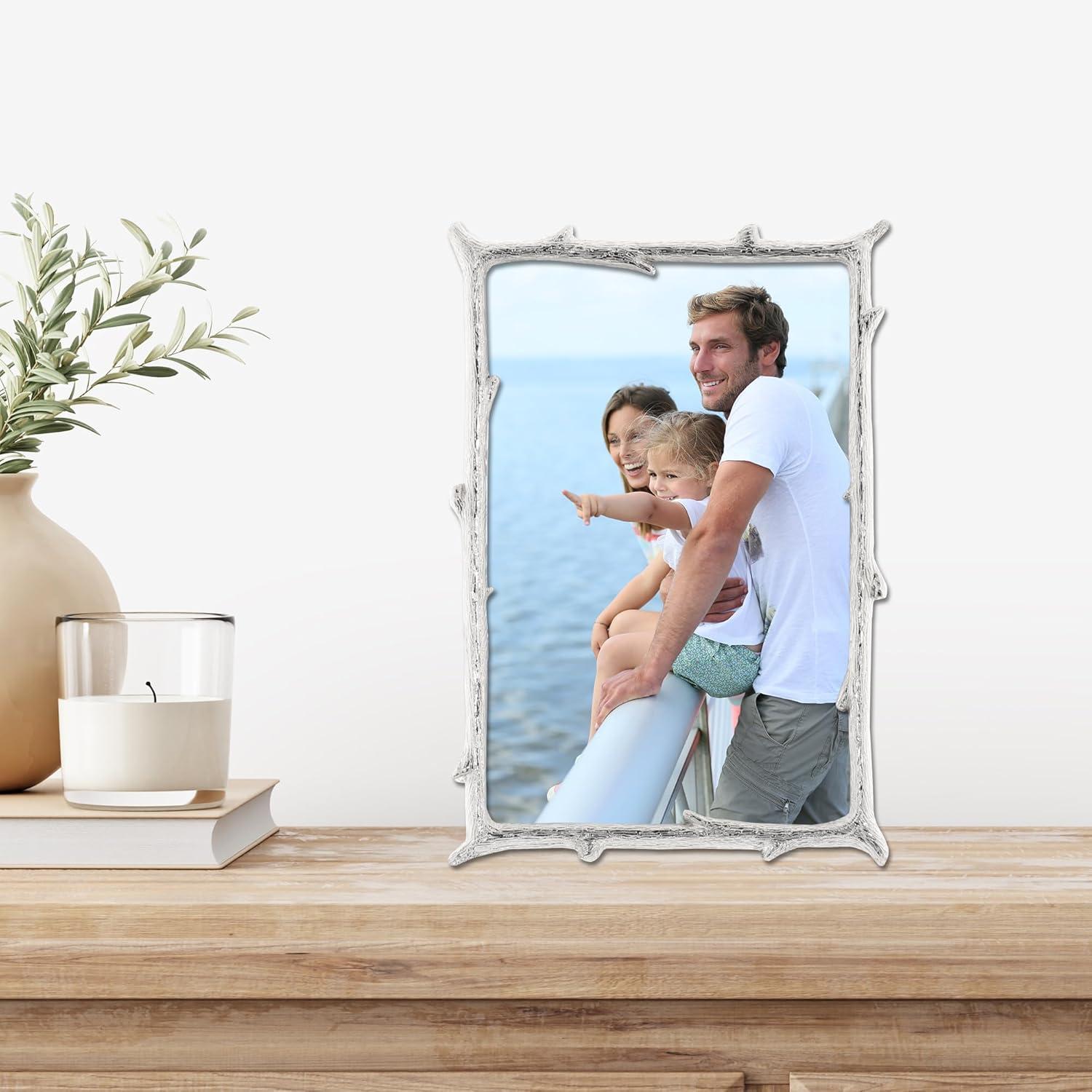 4x6 Silver Metal Picture Frame with Natural Branch Design