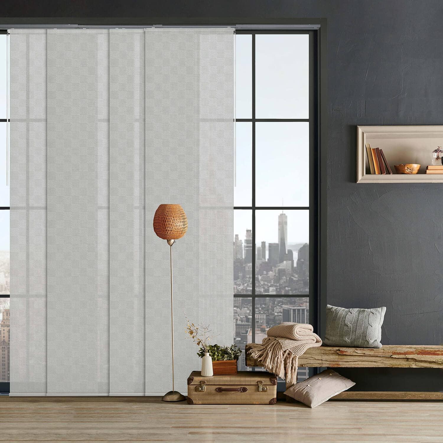 Bishop Sheer Adjustable Sliding Hanging Room Divider with 23 in. Slats Up to 86 in. W x 96 in. L