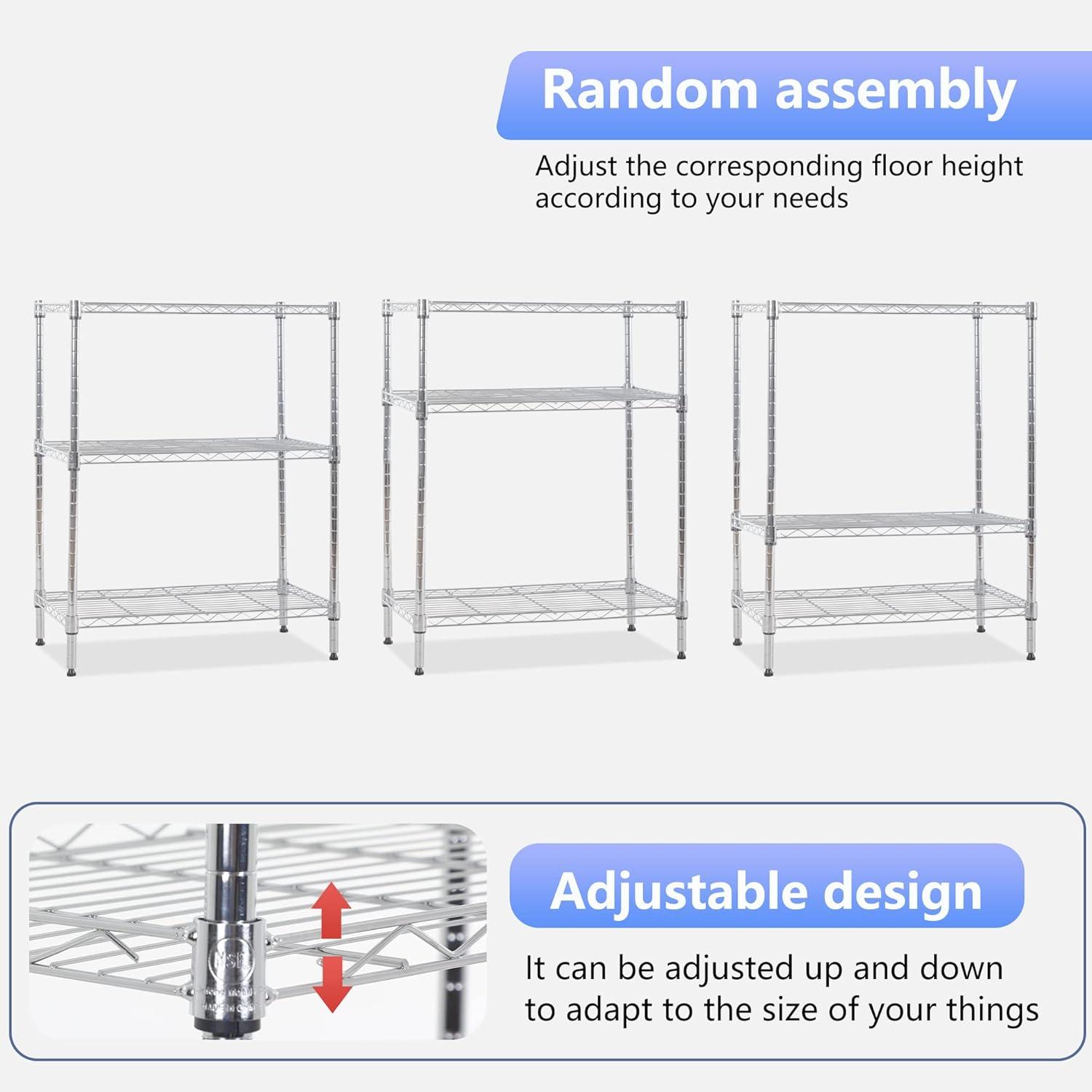 Killeryuki Chrome Storage Shelves, 4-Tier Wire Shelving with Wheels Adjustable Storage Shelves 500lbs Capacity Metal Shelf 36L x 14W x 62H for Office Garage Kitchen Basement Bedroom