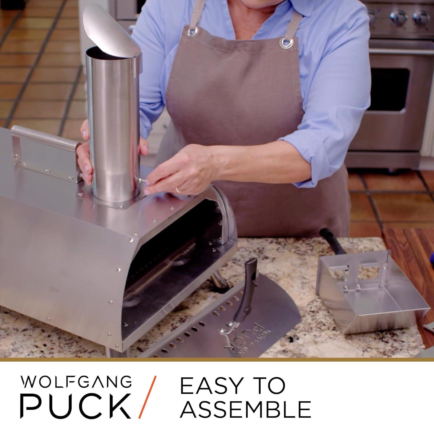 Wolfgang Puck Outdoor Pizza Oven, Durable Stainless Steel, Portable Pizza Oven, Compact Storage, Pellet Pizza Oven Silver