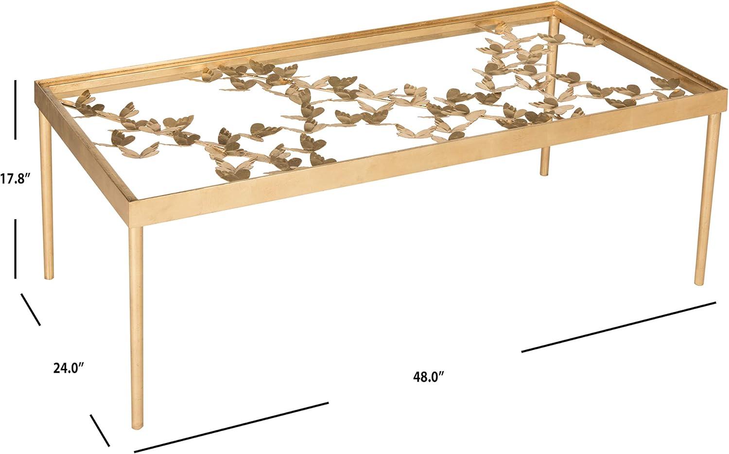 Rosalia Butterfly Coffee Table - Gold/Tempered Glass - Safavieh